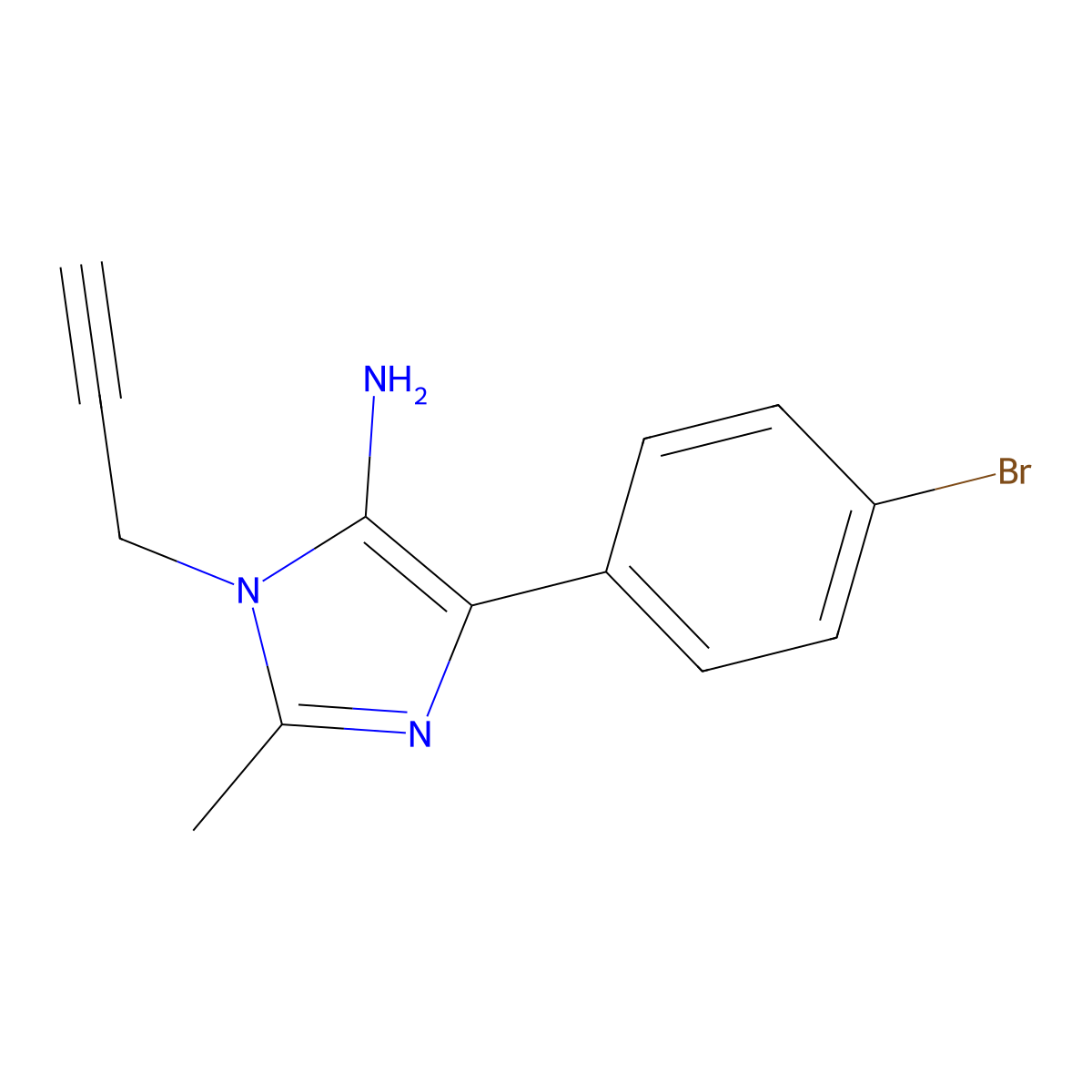 4-(4-Bromophenyl)-2-methyl-1-(prop-2-yn-1-yl)-1H-imidazol-5-amine molecular structure, CAS 1269530-84-8