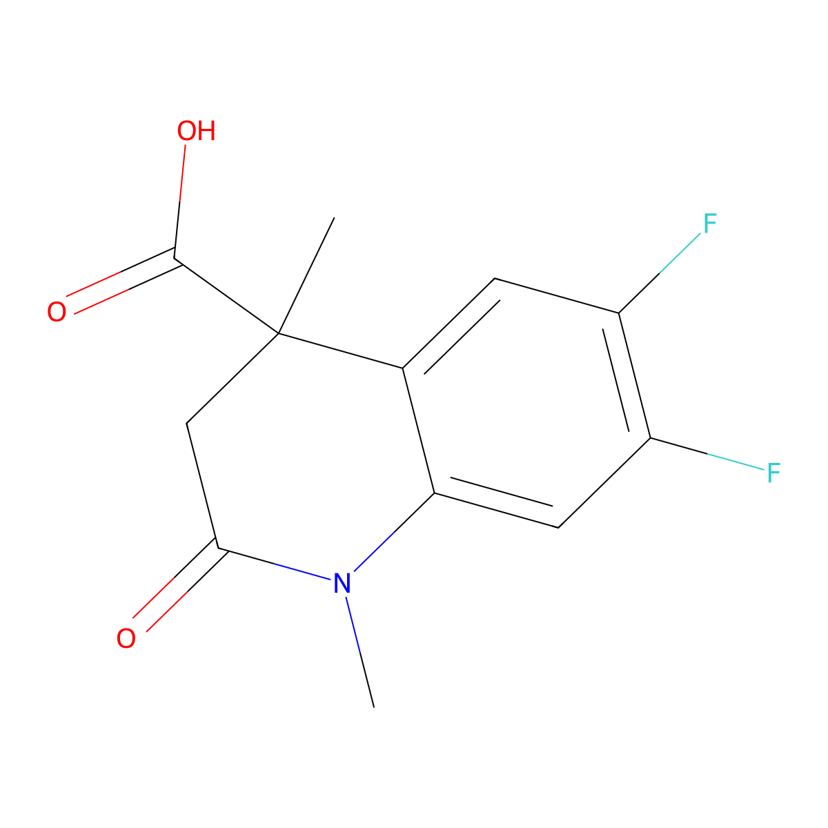 6,7-Difluoro-1,4-dimethyl-2-oxo-1,2,3,4-tetrahydroquinoline-4-carboxylic acid molecular structure, CAS 1269531-43-2