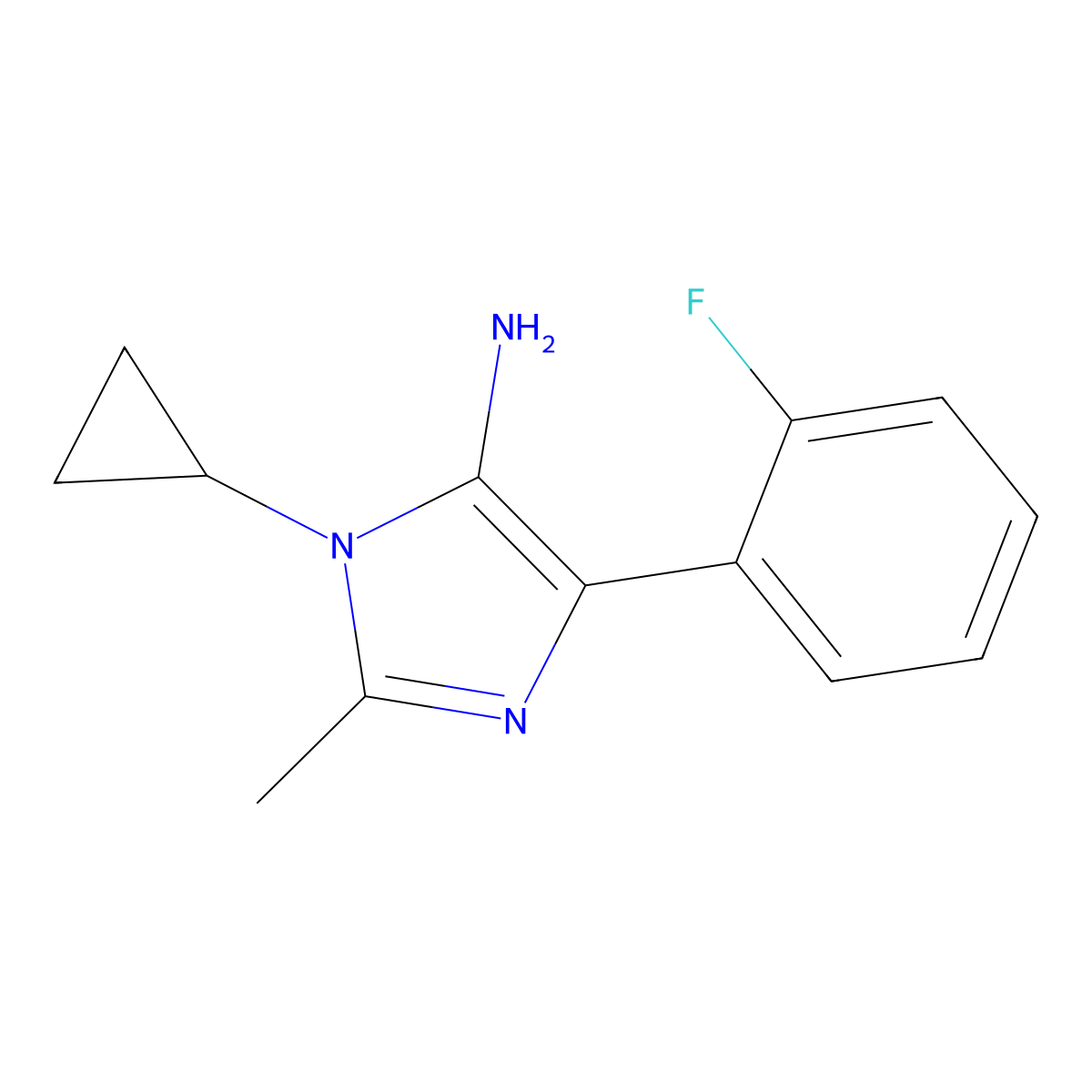 1-Cyclopropyl-4-(2-fluorophenyl)-2-methyl-1H-imidazol-5-amine molecular structure, CAS 1269531-55-6