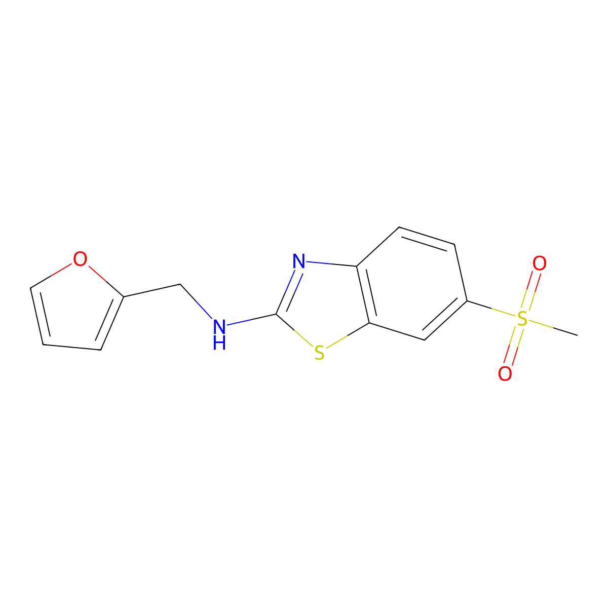 N-(furan-2-ylmethyl)-6-(methylsulfonyl)benzo[d]thiazol-2-amine molecular structure, CAS 1269531-81-8