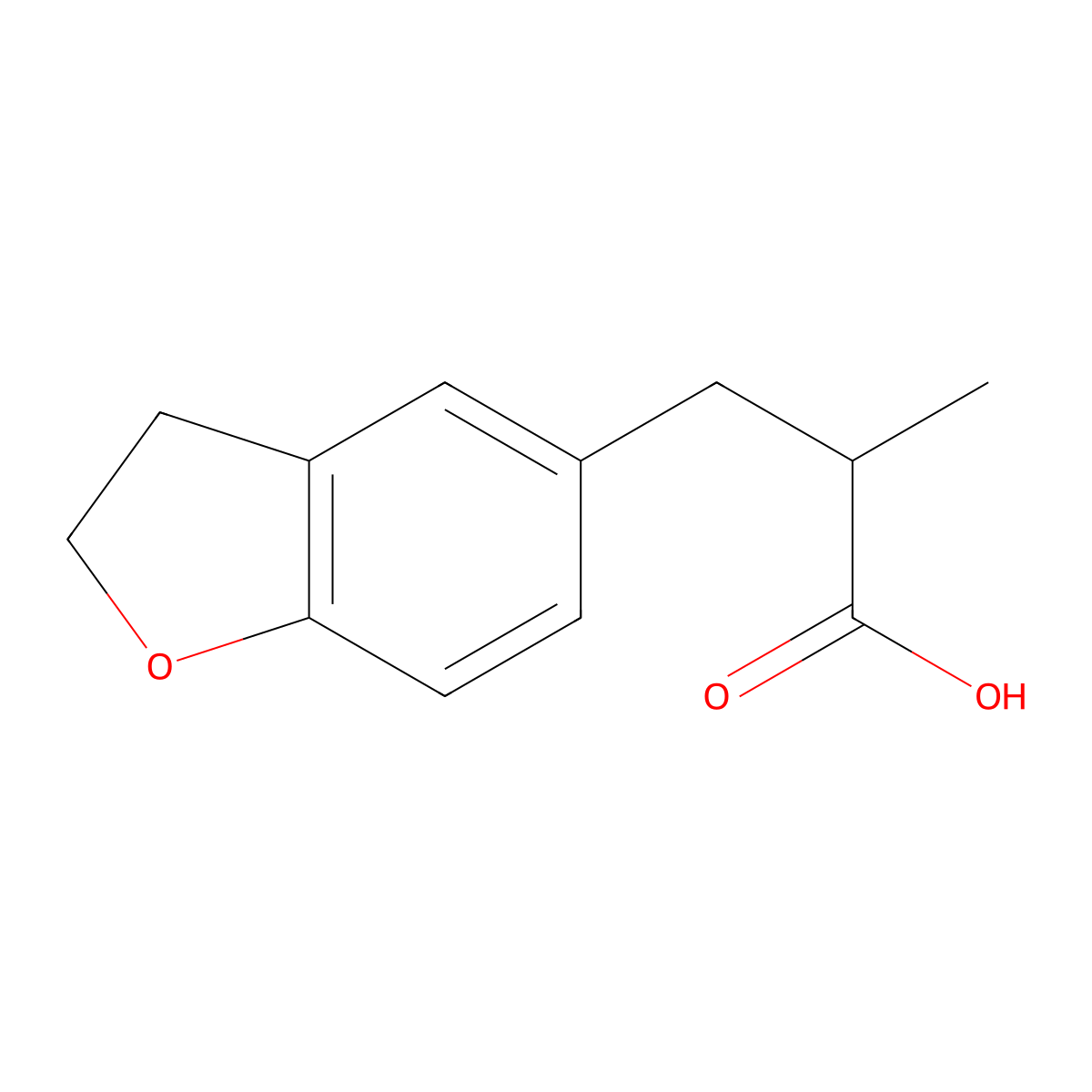 3-(2,3-Dihydro-1-benzofuran-5-yl)-2-methylpropanoic acid molecular structure, CAS 1269532-55-9