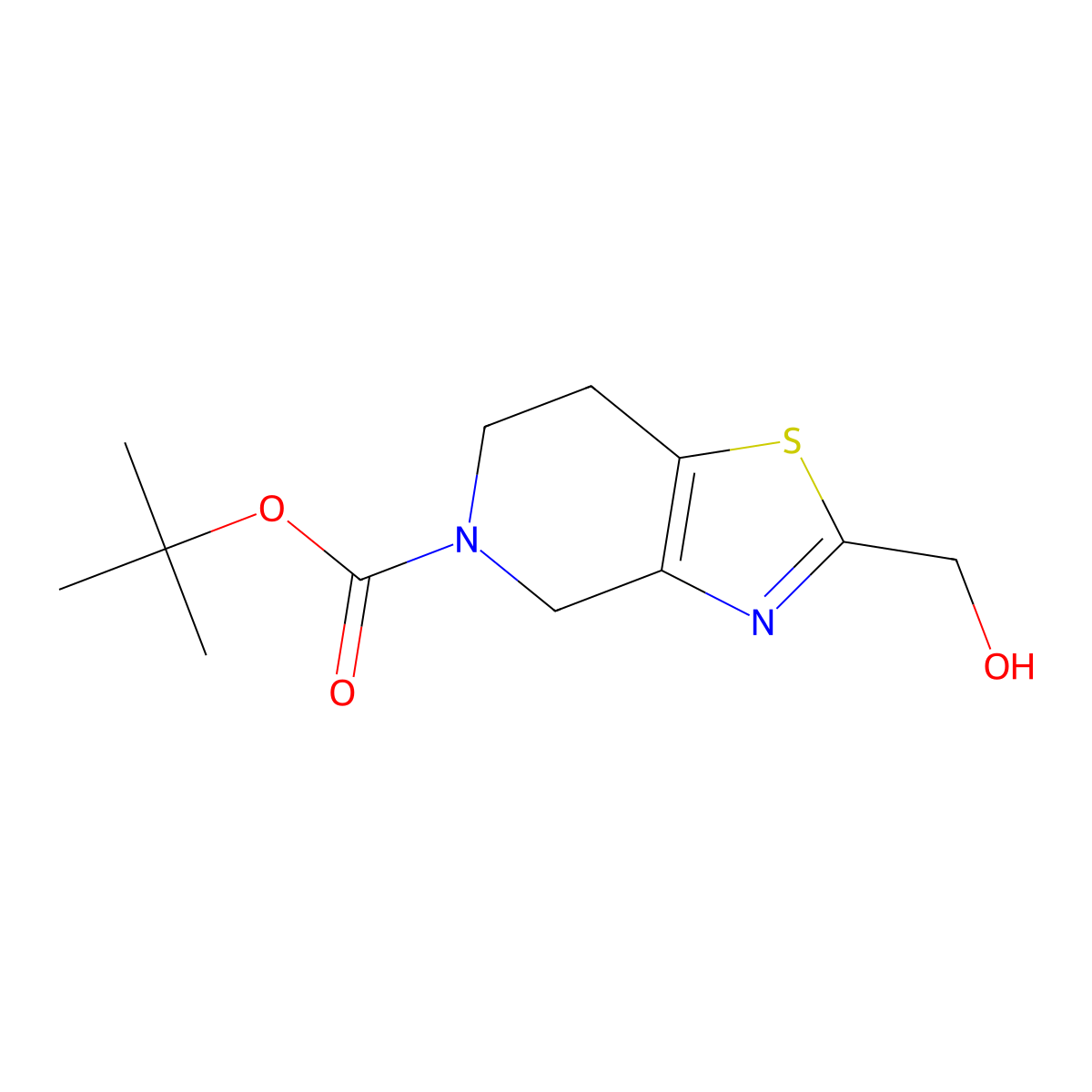 tert-Butyl 2-(hydroxymethyl)-6,7-dihydrothiazolo[4,5-c]pyridine-5(4H)-carboxylate molecular structure, CAS 1269532-60-6