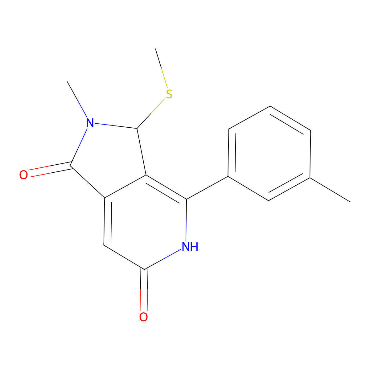 2-Methyl-3-(methylthio)-4-(m-tolyl)-2,3-dihydro-1H-pyrrolo[3,4-c]pyridine-1,6(5H)-dione molecular structure, CAS 1269533-28-9