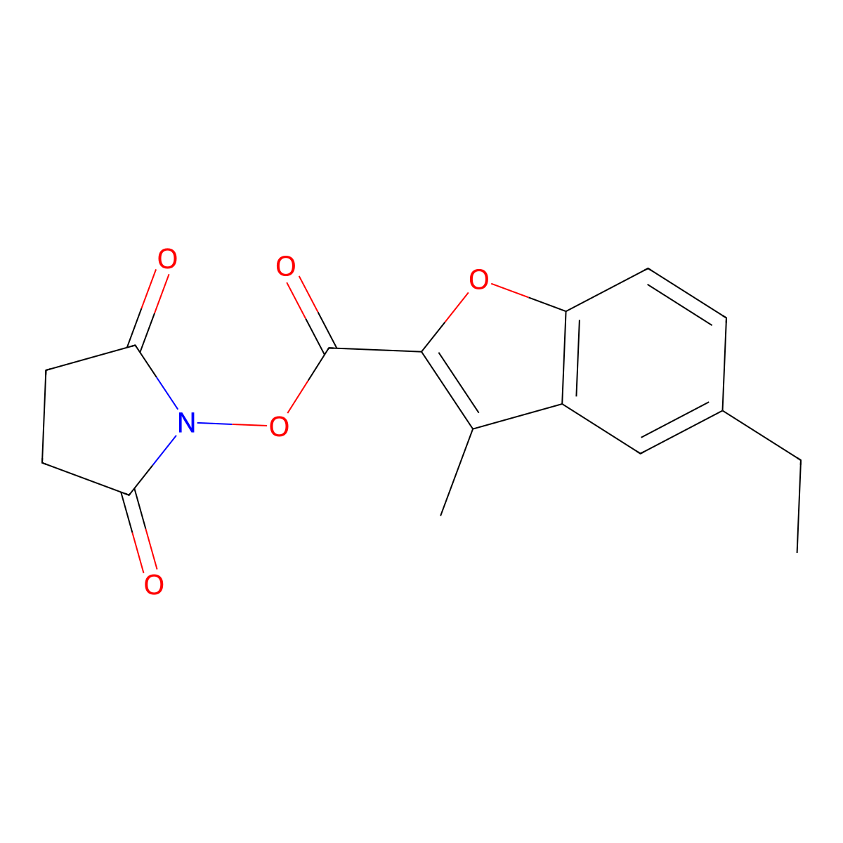 2,5-Dioxopyrrolidin-1-yl 5-ethyl-3-methylbenzofuran-2-carboxylate molecular structure, CAS 1269534-09-9