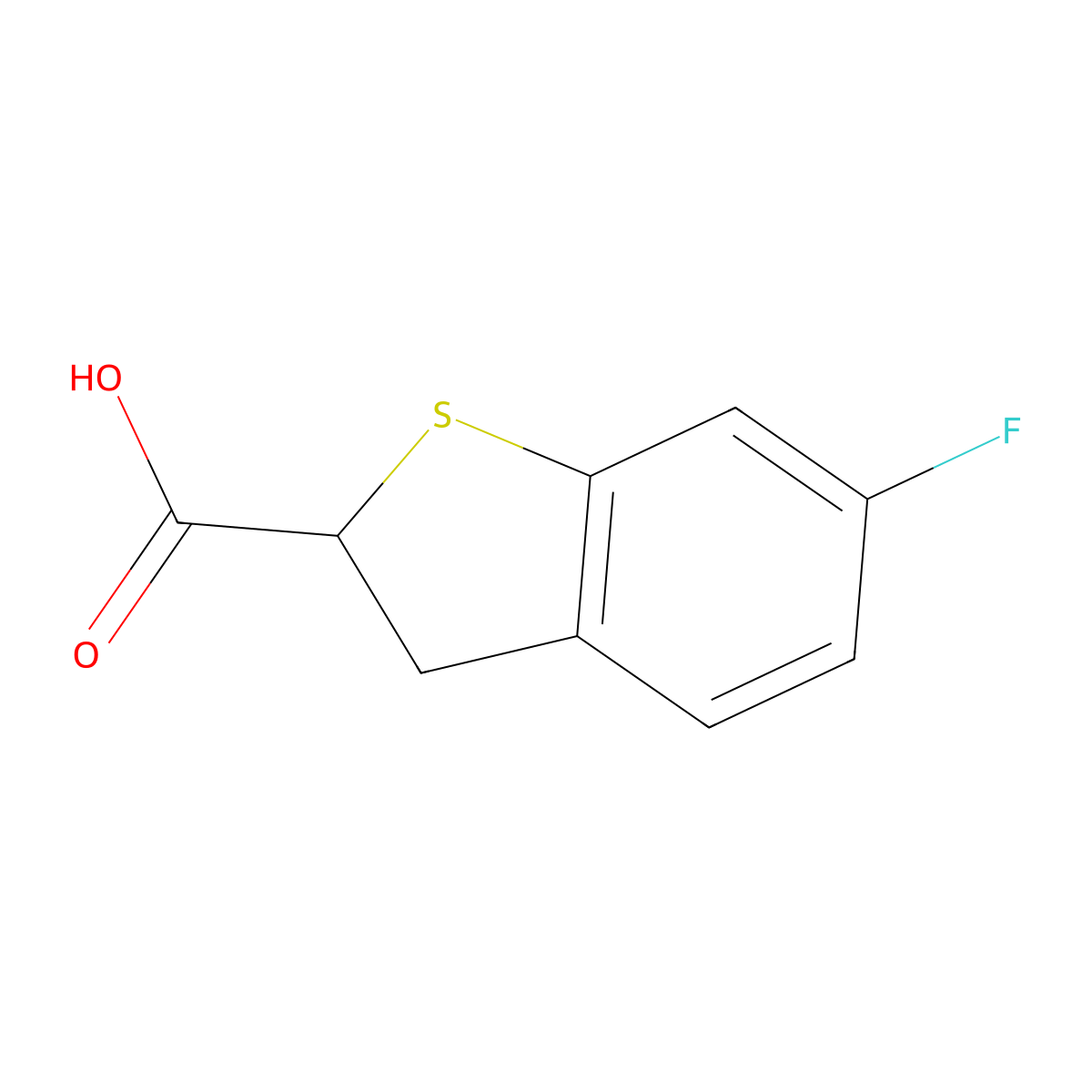 6-Fluoro-2,3-dihydrobenzo[b]thiophene-2-carboxylic acid molecular structure, CAS 1269534-33-9