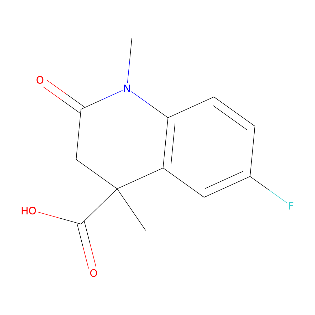 6-Fluoro-1,4-dimethyl-2-oxo-1,2,3,4-tetrahydroquinoline-4-carboxylic acid molecular structure, CAS 1269534-43-1