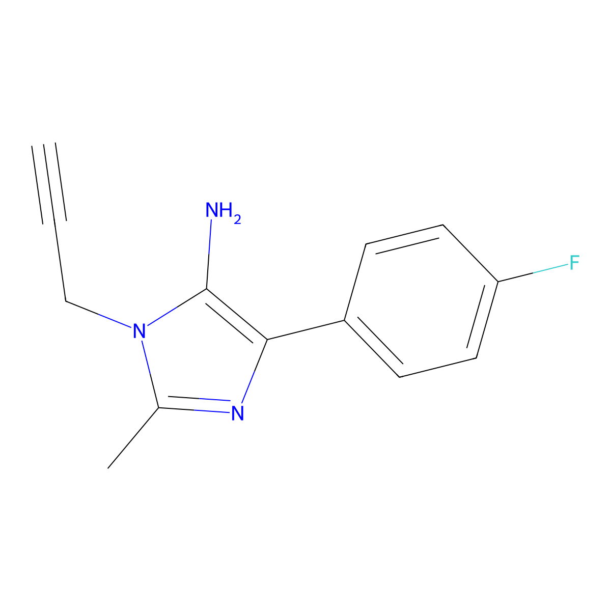 4-(4-Fluorophenyl)-2-methyl-1-(prop-2-yn-1-yl)-1H-imidazol-5-amine molecular structure, CAS 1269534-48-6