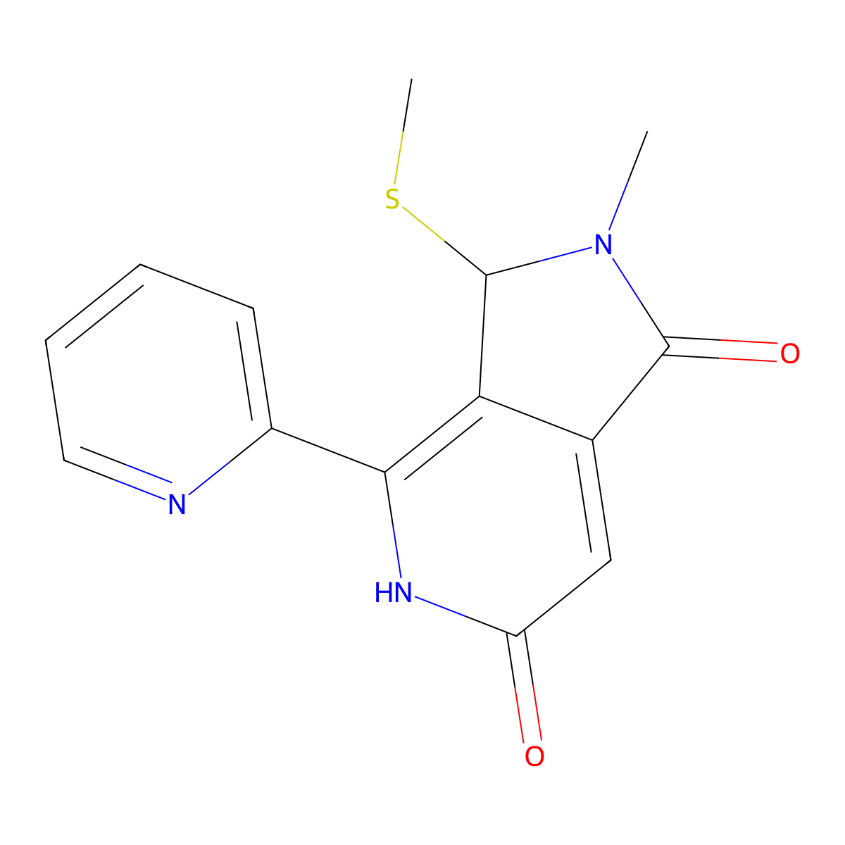 2-Methyl-3-(methylthio)-4-(pyridin-2-yl)-2,3-dihydro-1H-pyrrolo[3,4-c]pyridine-1,6(5H)-dione molecular structure, CAS 1269534-76-0