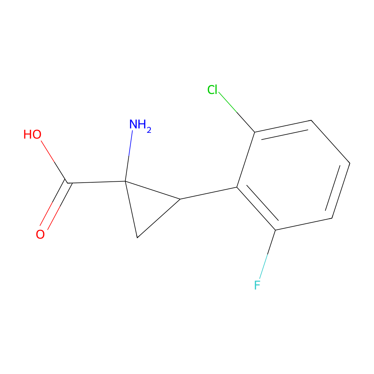 1-Amino-2-(2-chloro-6-fluorophenyl)cyclopropanecarboxylic acid molecular structure, CAS 1269534-80-6