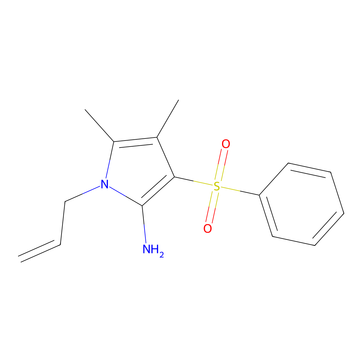 1-Allyl-4,5-dimethyl-3-(phenylsulfonyl)-1H-pyrrol-2-amine molecular structure, CAS 1269534-89-5