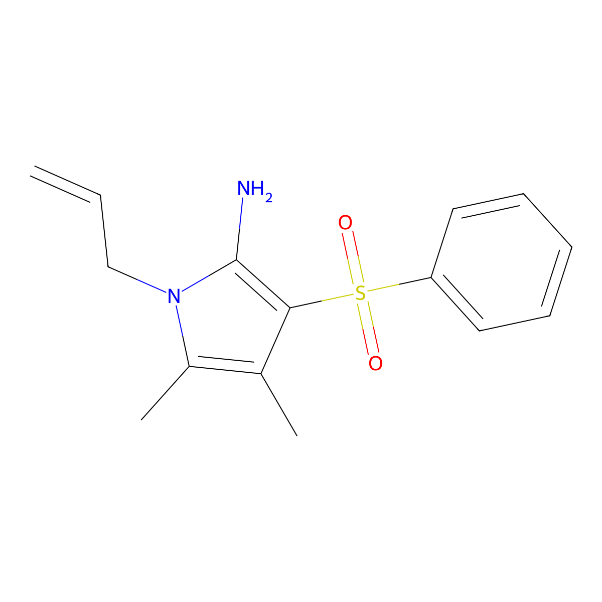1-Allyl-4,5-dimethyl-3-(phenylsulfonyl)-1H-pyrrol-2-amine molecular structure, CAS 1269534-89-5