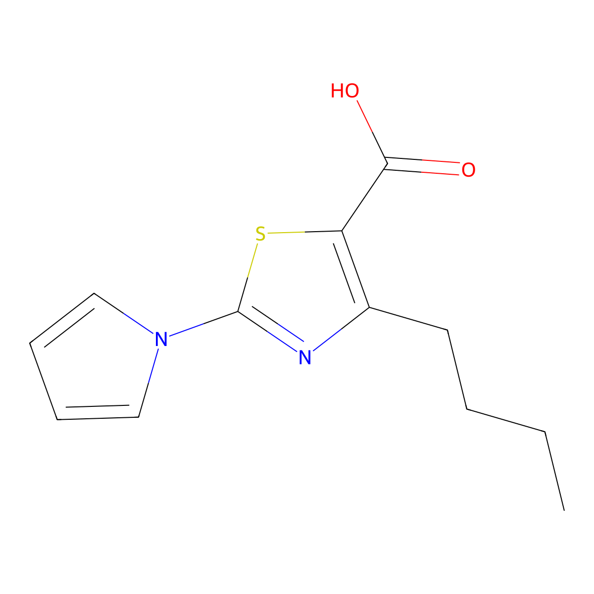 4-butyl-2-(1H-pyrrol-1-yl)-1,3-thiazole-5-carboxylic acid molecular structure, CAS 1269535-20-7