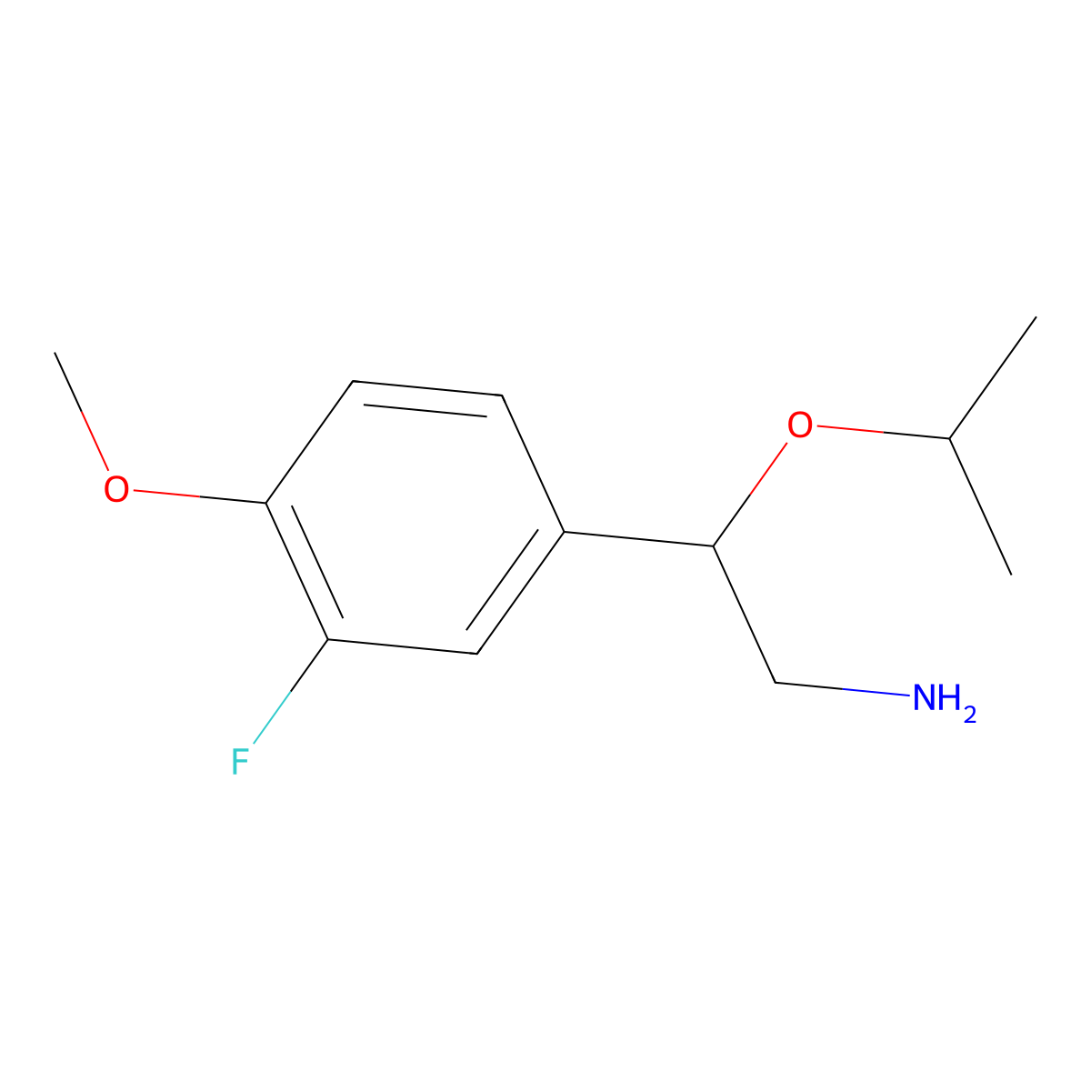 2-(3-Fluoro-4-methoxyphenyl)-2-isopropoxyethanamine molecular structure, CAS 1269535-27-4