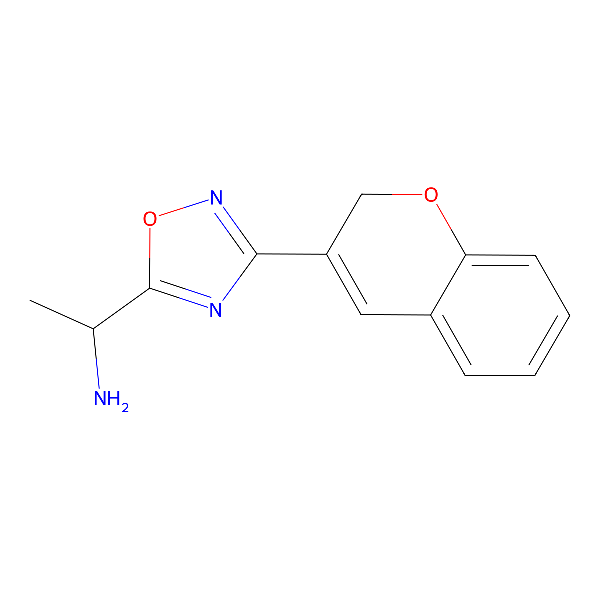 1-(3-(2H-Chromen-3-yl)-1,2,4-oxadiazol-5-yl)ethanamine molecular structure, CAS 1269535-34-3
