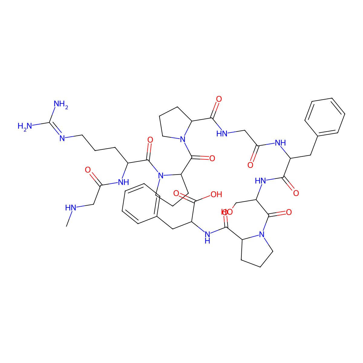 Bradykinin, sar-(D-phe(8))des-arg(9) molecular structure, CAS 126959-88-4