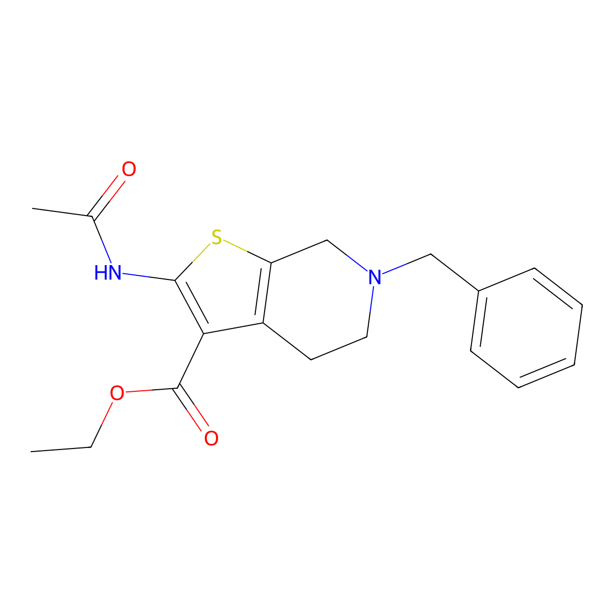 Ethyl 2-(acetylamino)-6-benzyl-4,5,6,7-tetrahydrothieno[2,3-c]pyridine-3-carboxylate molecular structure, CAS 126960-43-8