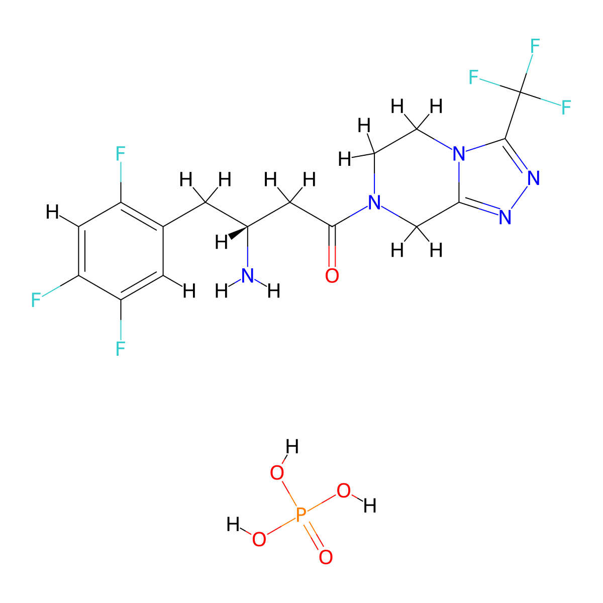 Sitagliptin Phosphate Anhydrous molecular structure, CAS 1269630-53-6