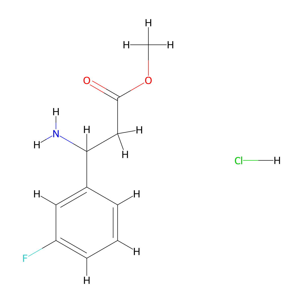 Methyl 3-amino-3-(3-fluorophenyl)propanoate hydrochloride molecular structure, CAS 1269634-08-3