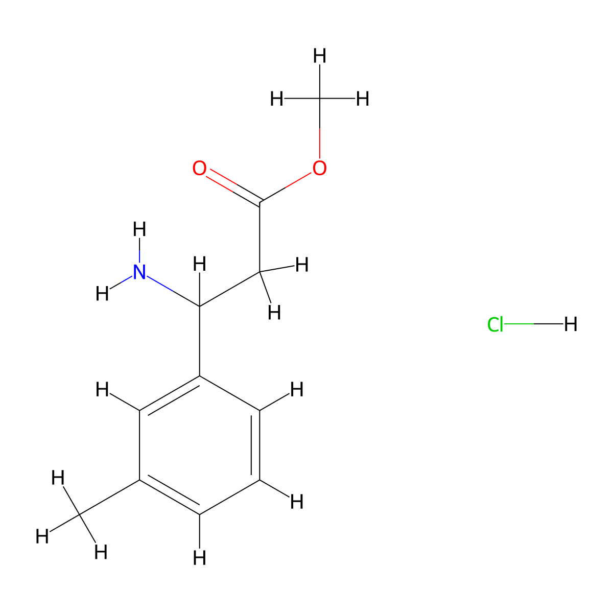Methyl 3-amino-3-(3-methylphenyl)propanoate hydrochloride molecular structure, CAS 1269634-10-7