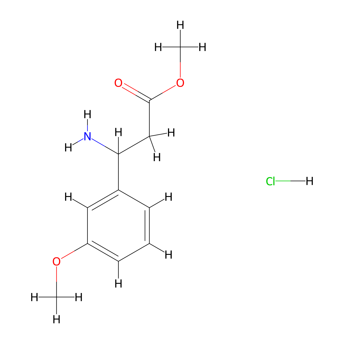 Methyl 3-amino-3-(3-methoxyphenyl)propanoate hydrochloride molecular structure, CAS 1269634-11-8