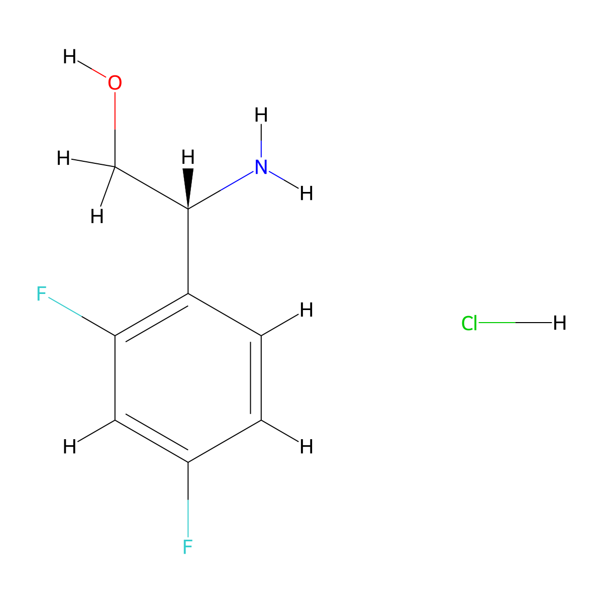 (R)-2-amino-2-(2,4-difluorophenyl)ethanol hydrochloride molecular structure, CAS 1269650-48-7