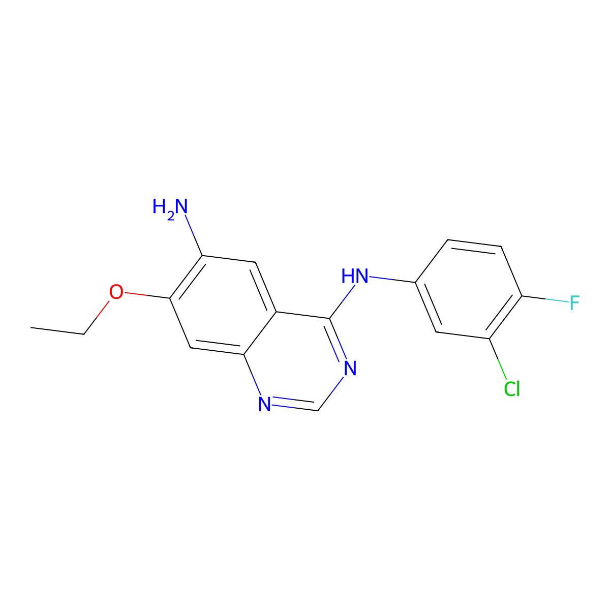 N4-(3-chloro-4-fluorophenyl)-7-ethoxyquinazoline-4,6-diamine molecular structure, CAS 1269662-90-9