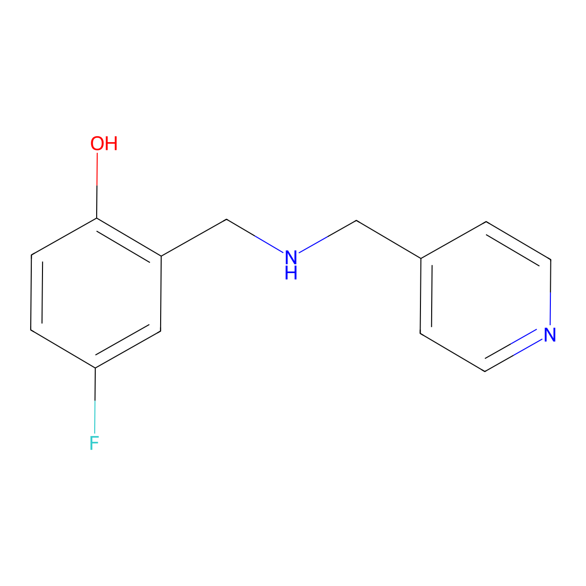 4-Fluoro-2-(((pyridin-4-ylmethyl)amino)methyl)phenol molecular structure, CAS 1269665-16-8