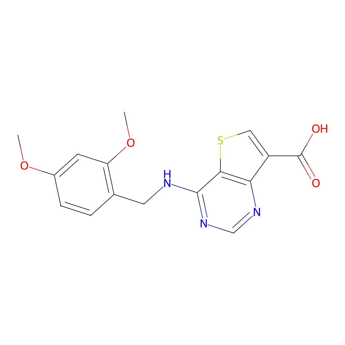 4-((2,4-Dimethoxybenzyl)amino)thieno[3,2-D]pyrimidine-7-carboxylic acid molecular structure, CAS 1269667-39-1