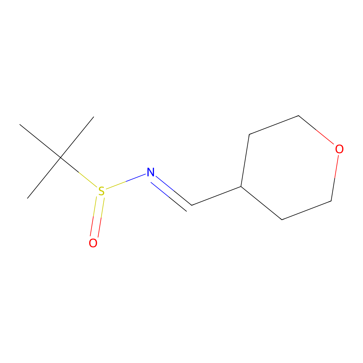 (S,E)-2-methyl-N-((tetrahydro-2H-pyran-4-yl)methylene)propane-2-sulfinamide molecular structure, CAS 1269755-02-3
