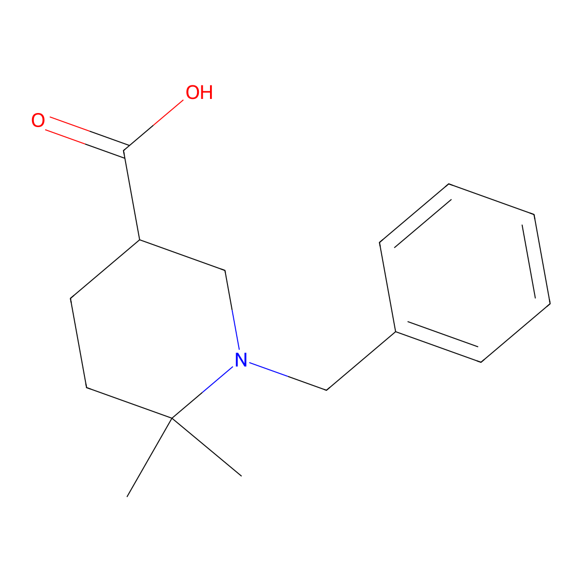 1-Benzyl-6,6-dimethylpiperidine-3-carboxylic acid molecular structure, CAS 1269755-60-3
