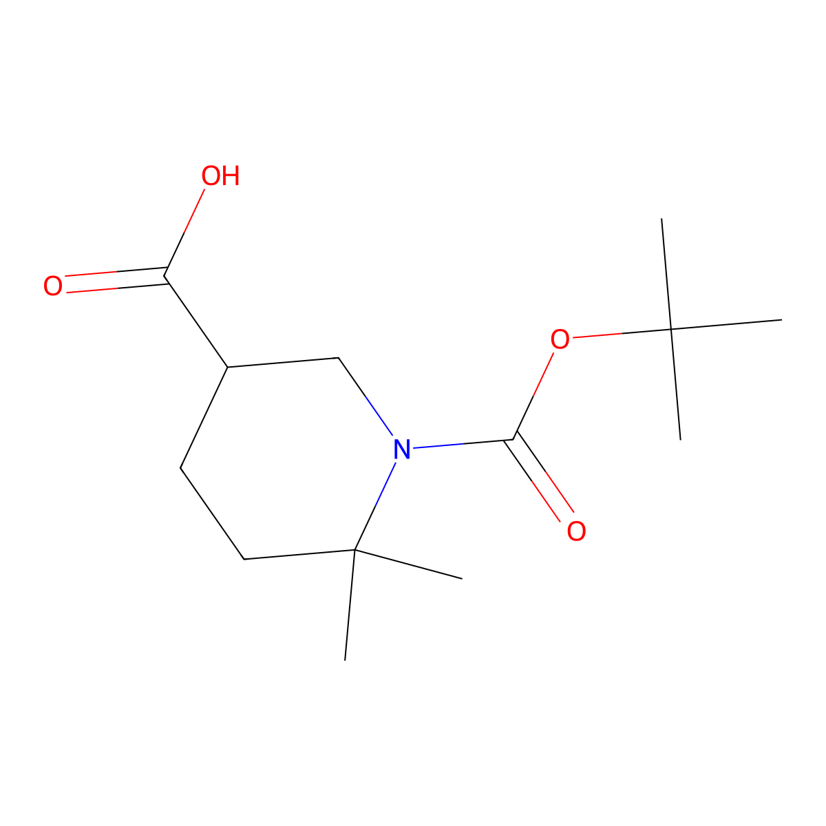 1-((Tert-butoxy)carbonyl)-6,6-dimethylpiperidine-3-carboxylic acid molecular structure, CAS 1269755-64-7