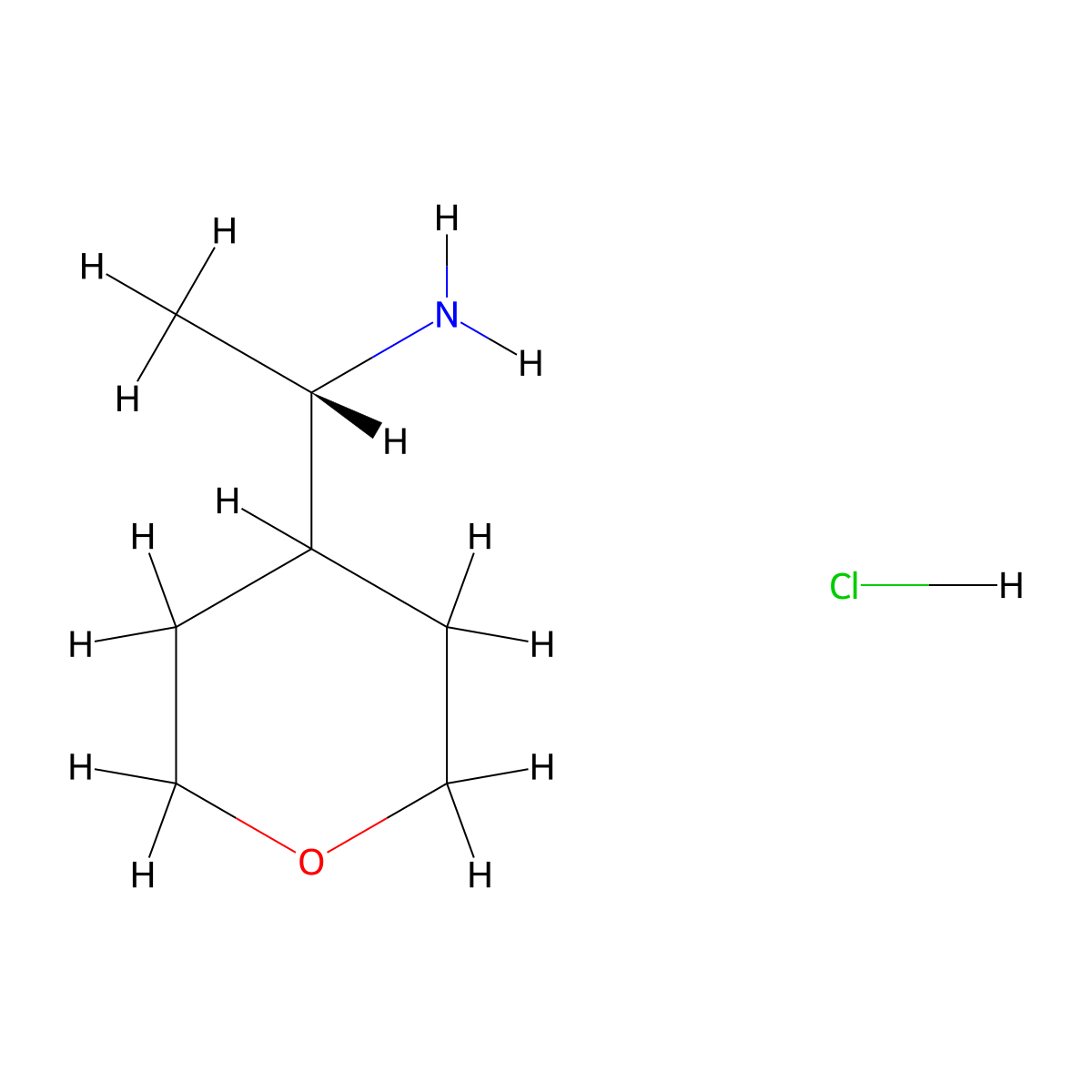 (1S)-1-(oxan-4-yl)ethan-1-amine hydrochloride molecular structure, CAS 1269756-02-6