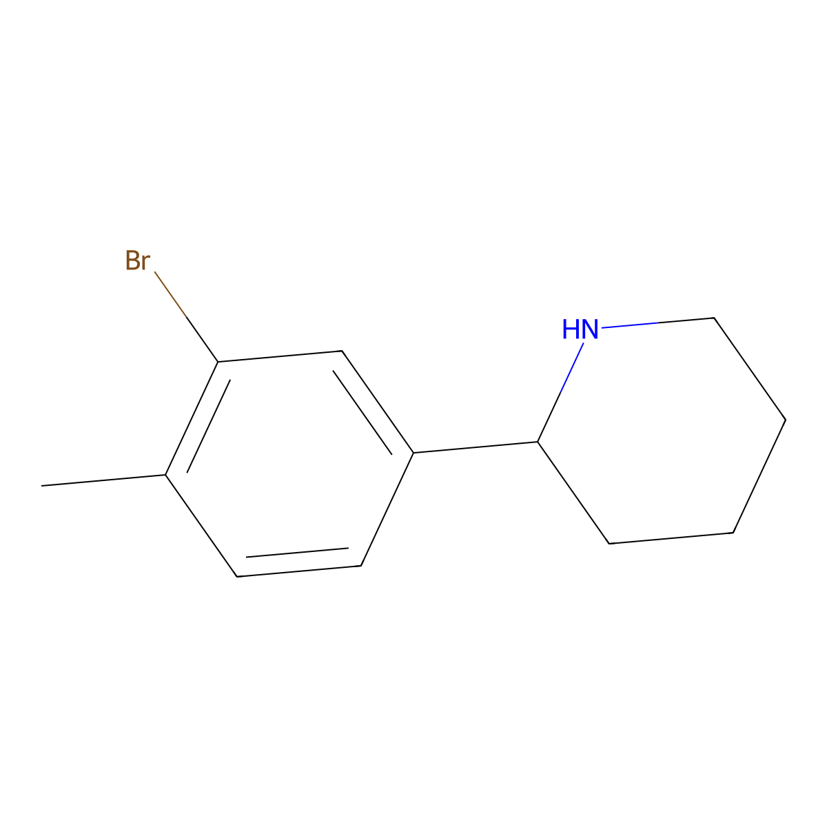 (S)-2-(3-Bromo-4-methylphenyl)piperidine molecular structure, CAS 1269779-29-4