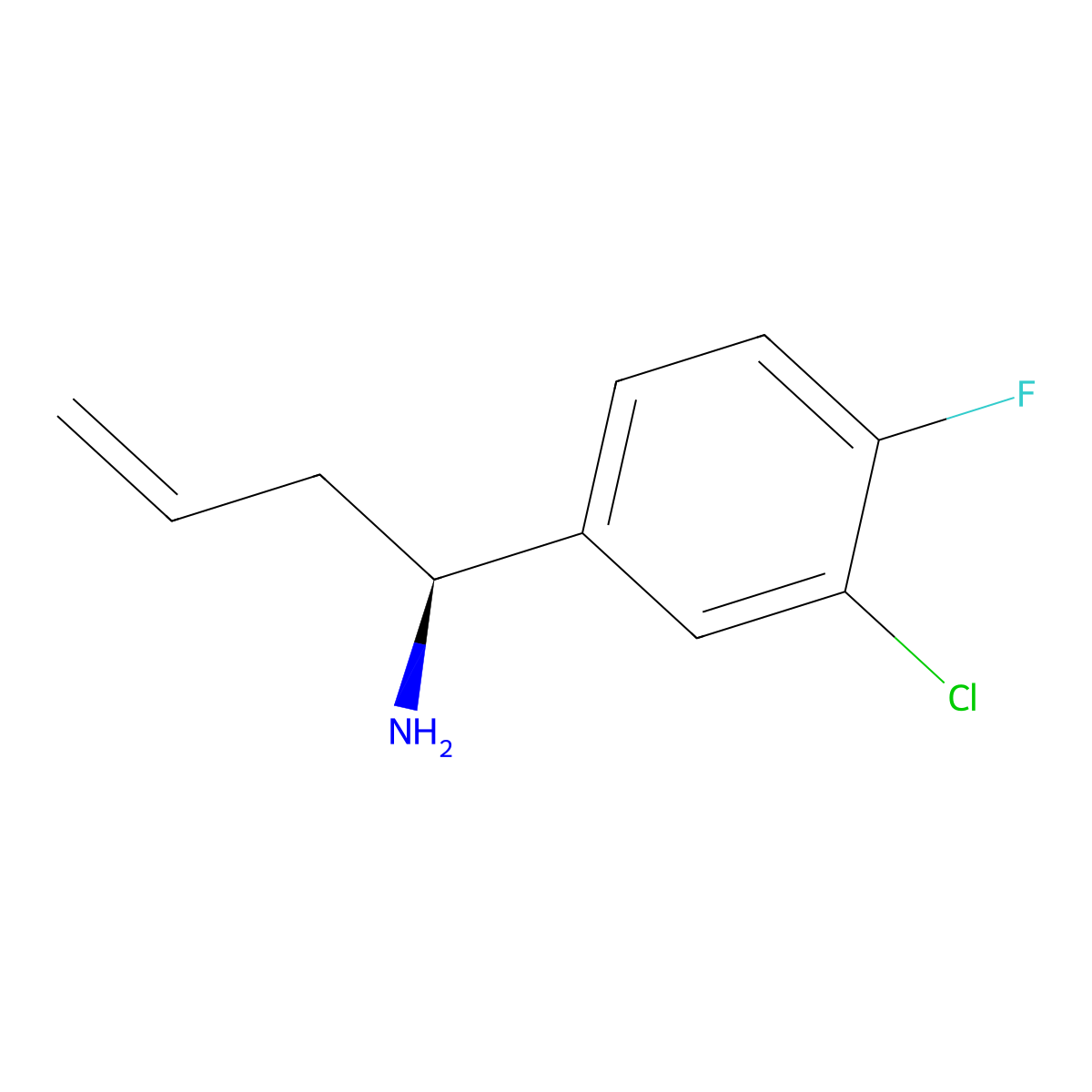 (S)-1-(3-Chloro-4-fluorophenyl)but-3-en-1-amine molecular structure, CAS 1269780-90-6