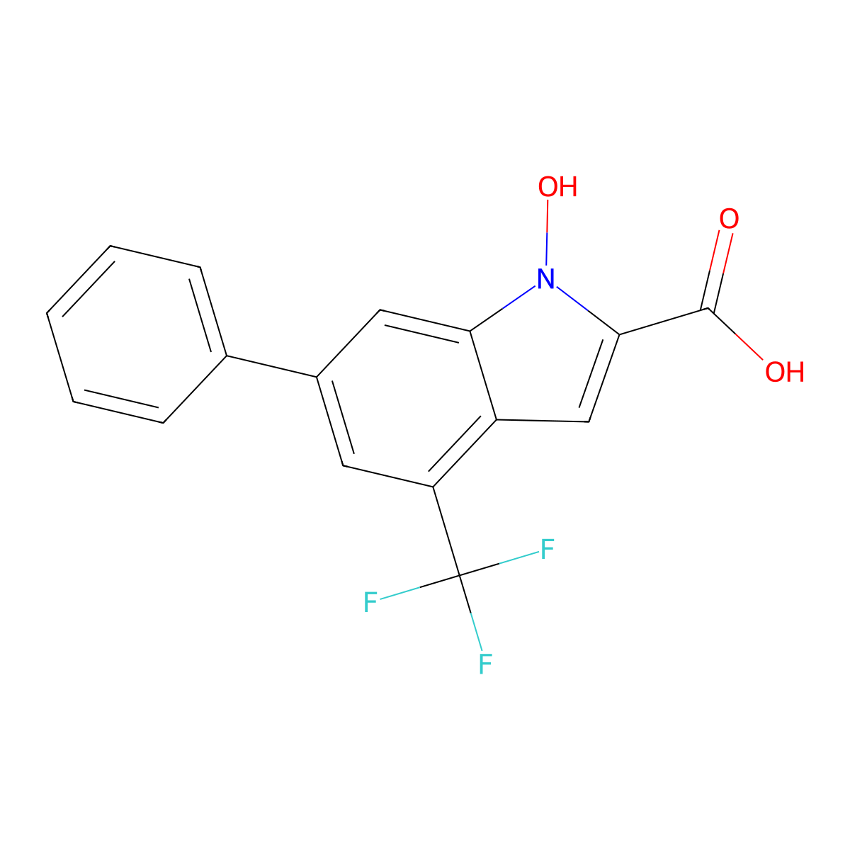 1-Hydroxy-4-(trifluoromethyl)-6-phenyl-1H-indole-2-carboxylic acid molecular structure, CAS 1269802-68-7