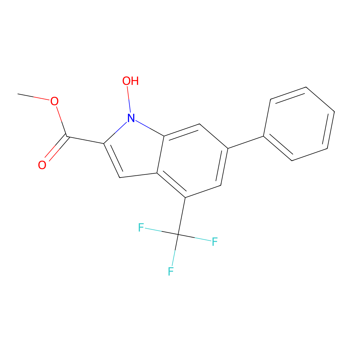 methyl 1-hydroxy-6-phenyl-4-(trifluoromethyl)-1H-indole-2-carboxylate molecular structure, CAS 1269802-97-2