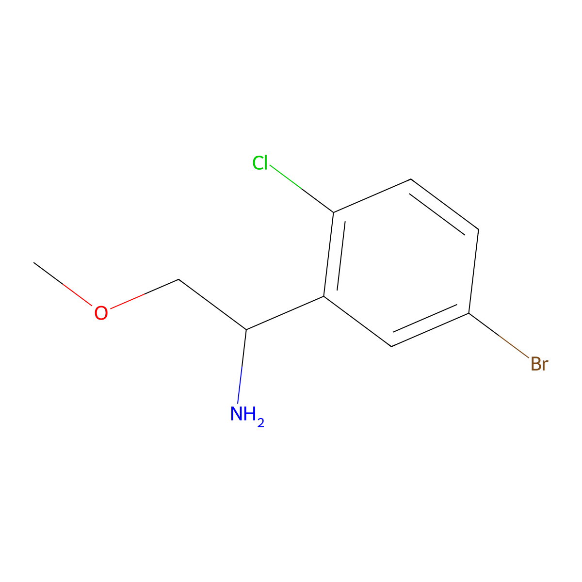 (S)-1-(5-Bromo-2-chlorophenyl)-2-methoxyethan-1-amine molecular structure, CAS 1269805-68-6