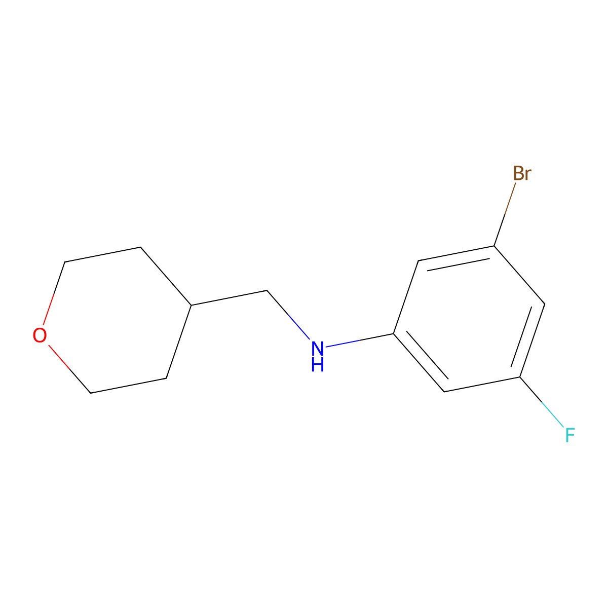 3-Bromo-5-fluoro-N-[(oxan-4-yl)methyl]aniline molecular structure, CAS 1269815-44-2