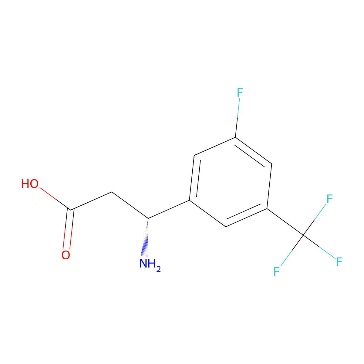 (3R)-3-Amino-3-[3-fluoro-5-(trifluoromethyl)phenyl]propanoic acid hcl molecular structure, CAS 1269820-02-1