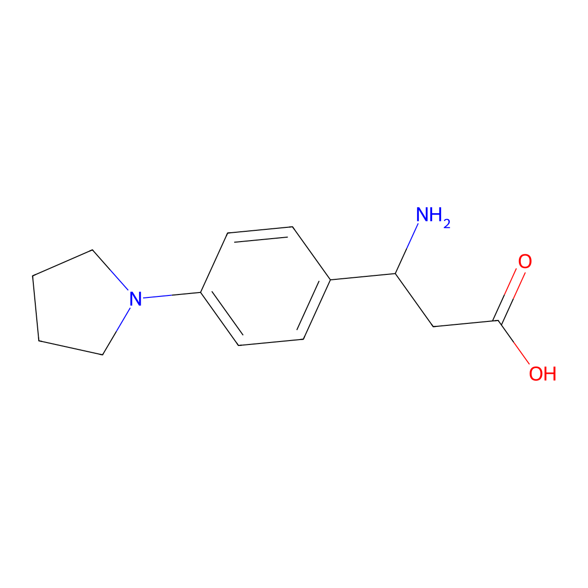 (S)-3-Amino-3-(4-(pyrrolidin-1-YL)phenyl)propanoic acid molecular structure, CAS 1269821-40-0