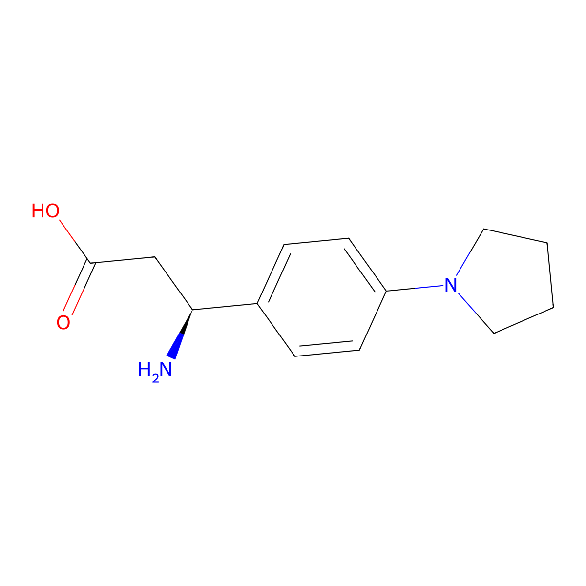 (S)-3-Amino-3-(4-(pyrrolidin-1-YL)phenyl)propanoic acid molecular structure, CAS 1269821-40-0