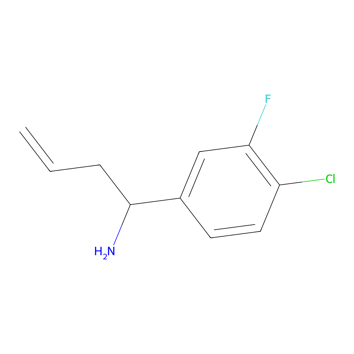 (S)-1-(4-Chloro-3-fluorophenyl)but-3-en-1-amine molecular structure, CAS 1269821-57-9
