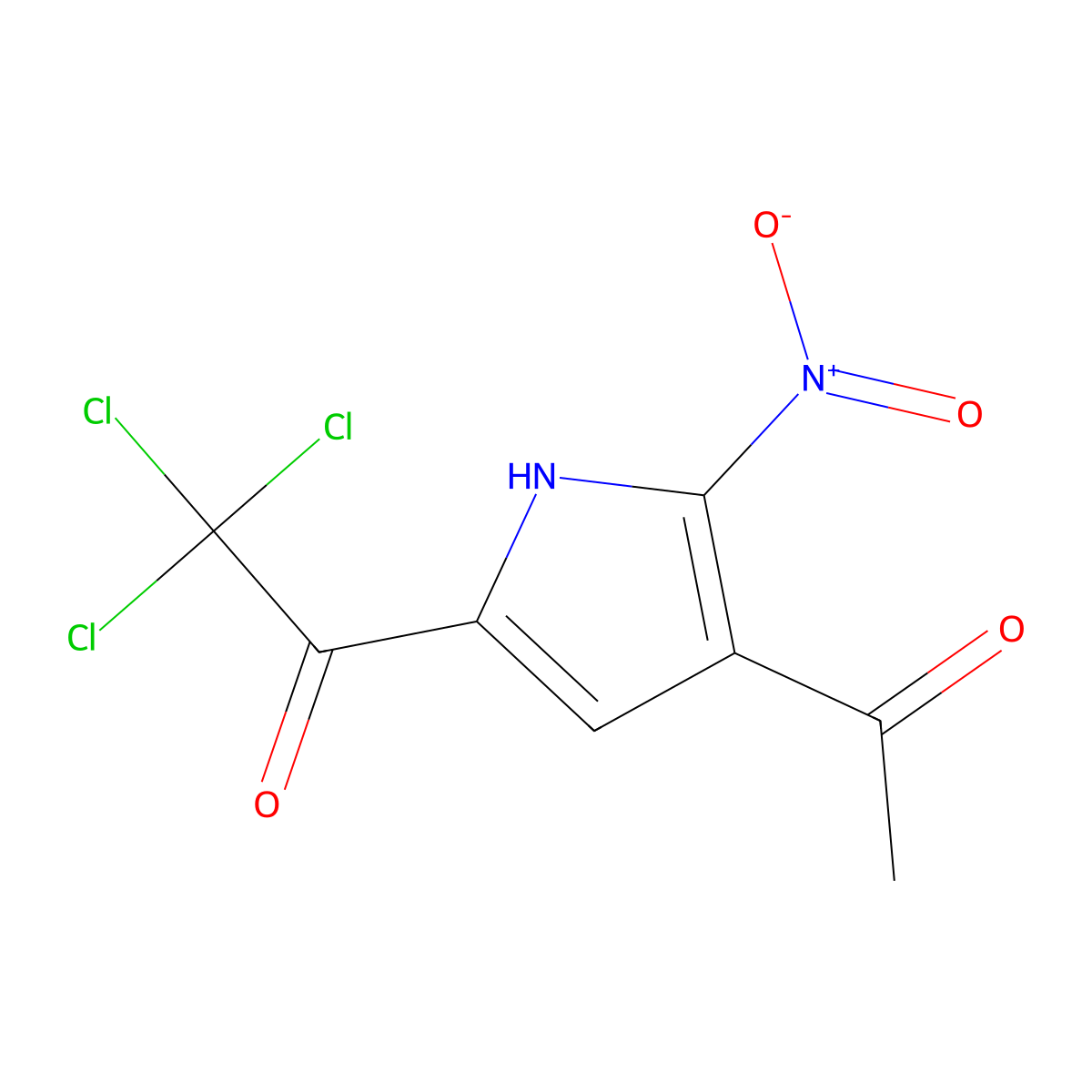 1-(4-acetyl-5-nitro-1H-pyrrol-2-yl)-2,2,2-trichloroethan-1-one molecular structure, CAS 1269822-93-6
