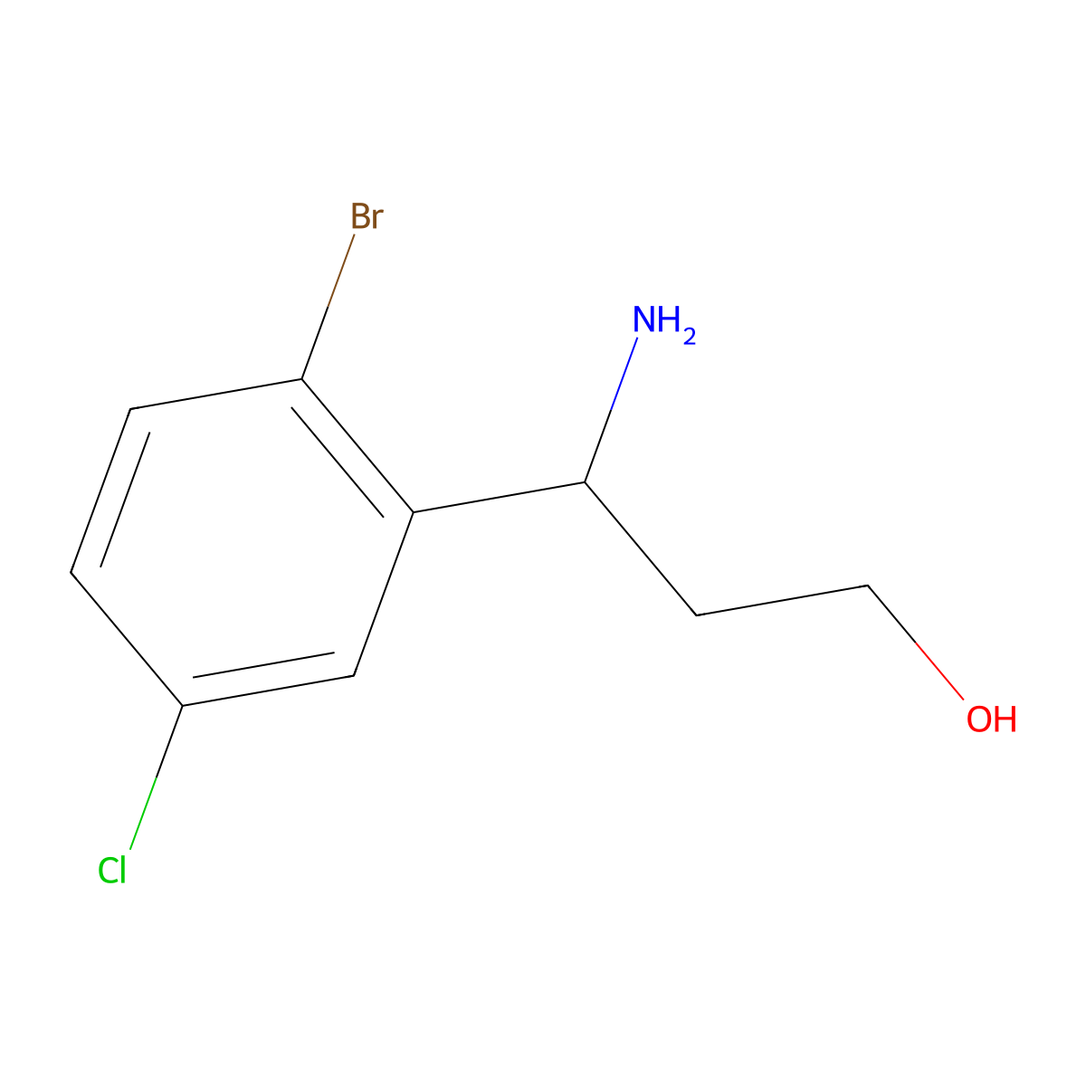 (3R)-3-Amino-3-(2-bromo-5-chlorophenyl)propan-1-OL molecular structure, CAS 1269824-24-9