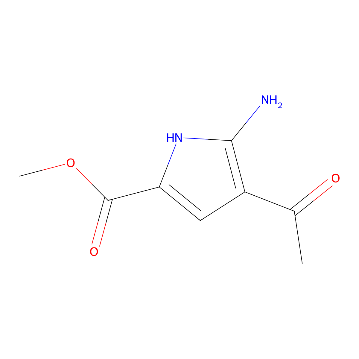 methyl 4-acetyl-5-amino-1H-pyrrole-2-carboxylate molecular structure, CAS 1269824-46-5