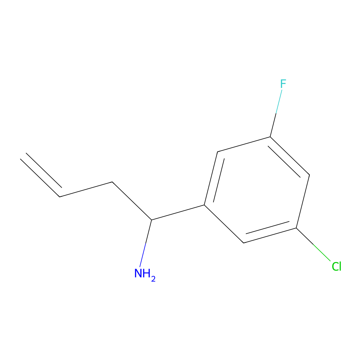 (S)-1-(3-Chloro-5-fluorophenyl)but-3-en-1-amine molecular structure, CAS 1269829-54-0