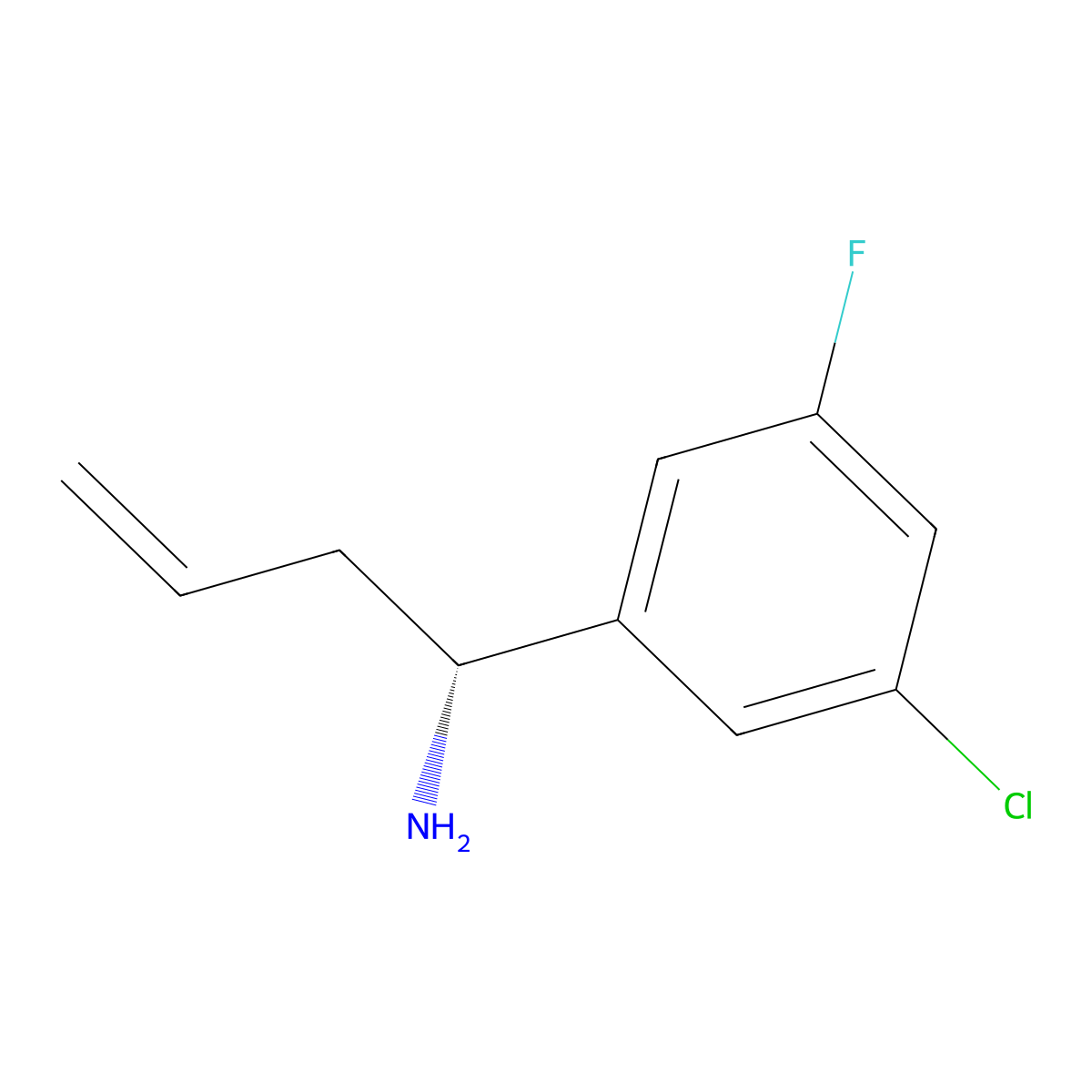 (R)-1-(3-Chloro-5-fluorophenyl)but-3-en-1-amine molecular structure, CAS 1269837-09-3