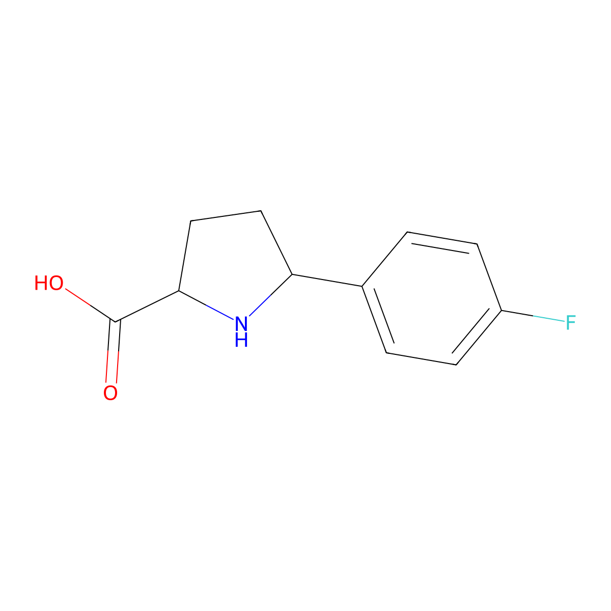 rac-(2R,5R)-5-(4-fluorophenyl)pyrrolidine-2-carboxylic acid molecular structure, CAS 1269838-18-7