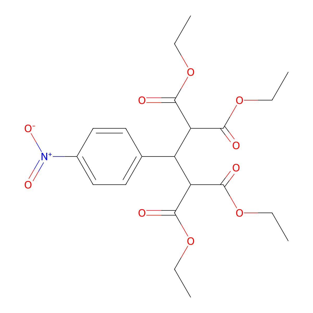 Tetraethyl 2-(4-nitrophenyl)propane-1,1,3,3-tetracarboxylate molecular structure, CAS 126989-14-8