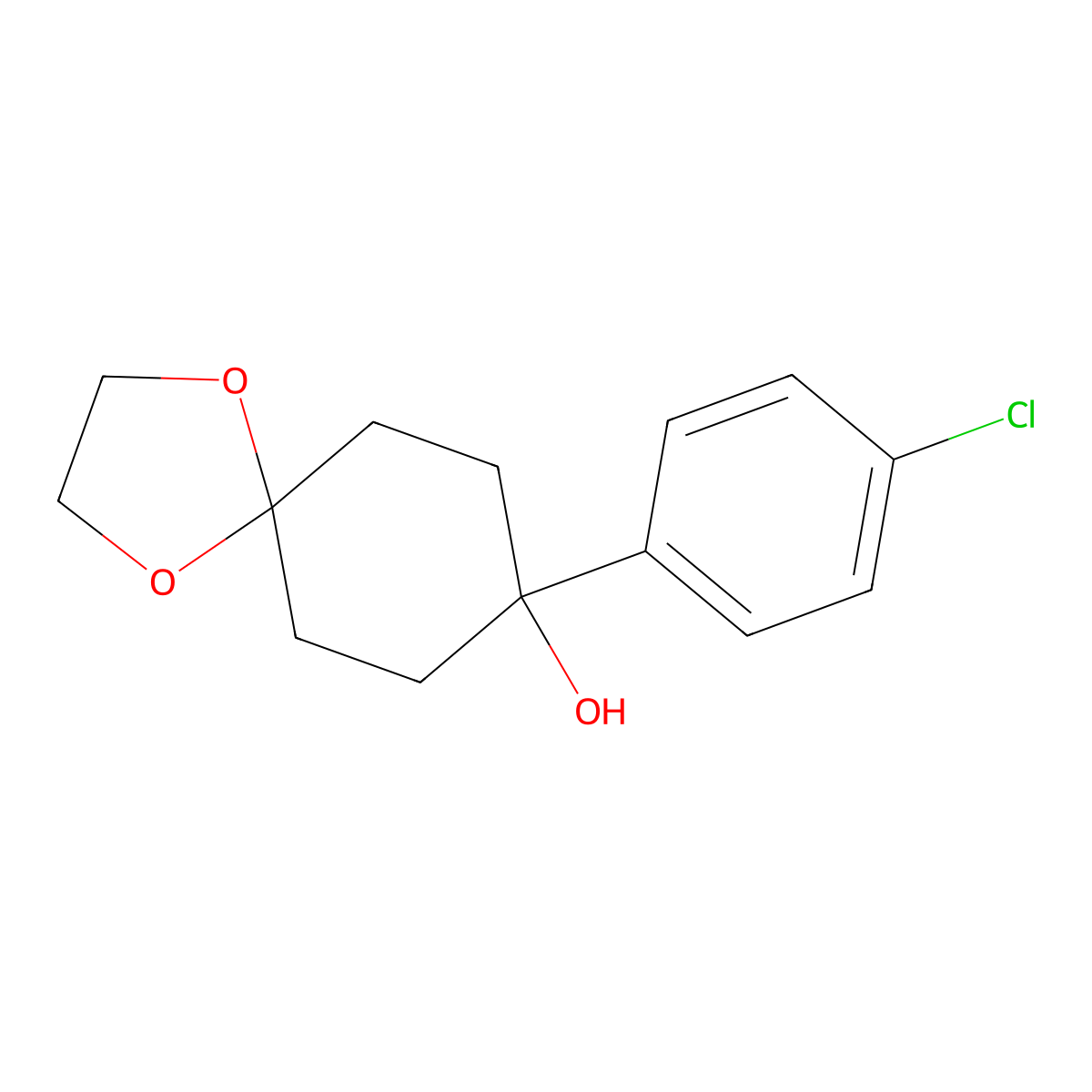 8-(4-Chlorophenyl)-1,4-dioxaspiro[4.5]decan-8-ol molecular structure, CAS 126991-59-1